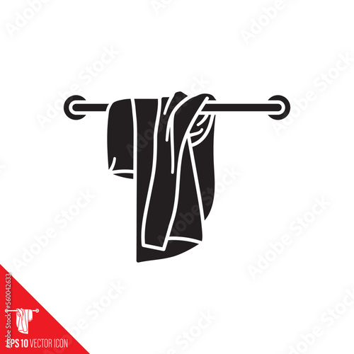 Used towel on rack vector icon