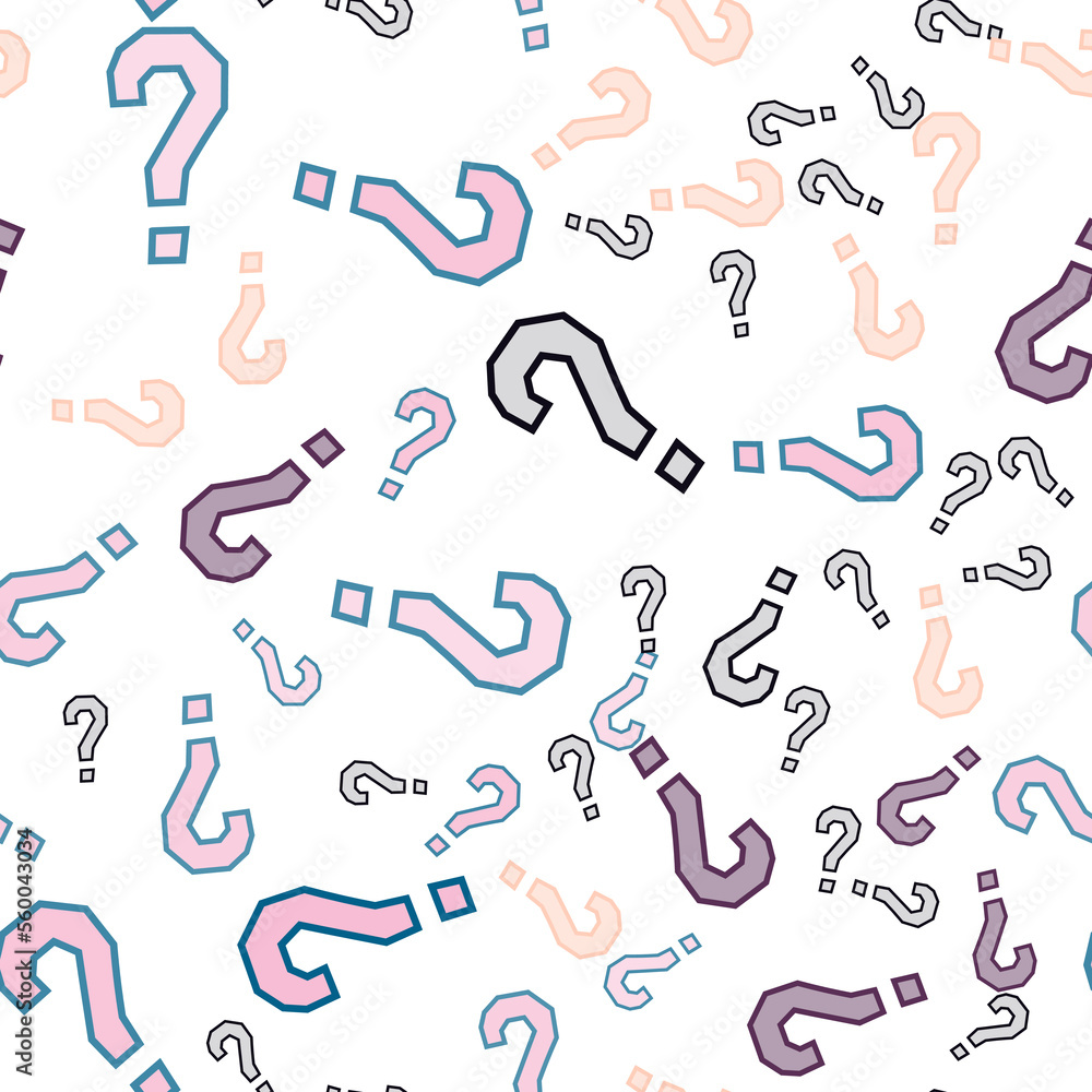 Quiz seamless pattern. Question marks, doubt, faq