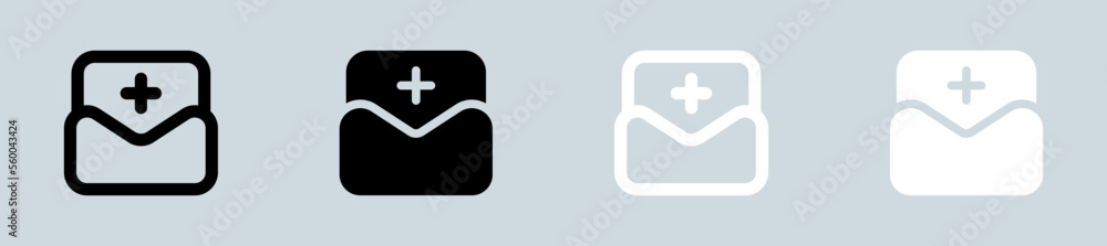 Fototapeta premium Invite icon set in black and white. Request signs vector illustration.