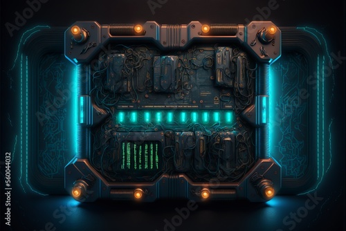 Gaming loading bar sci-fi wall cyberware design photo