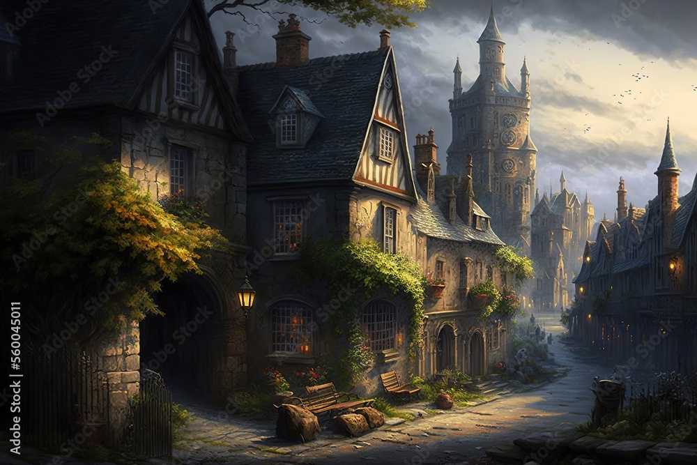 Obraz premium celtic town themed illustration