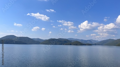 lake and mountains in the summer