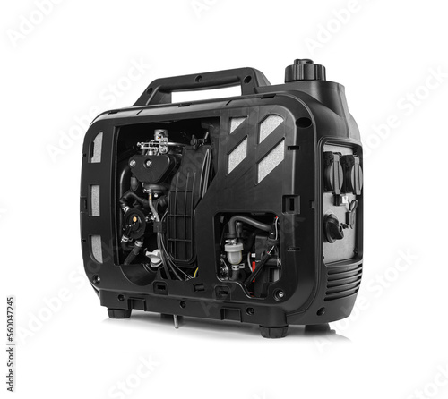 Generator. Inverter gasoline generator isolated on white background.