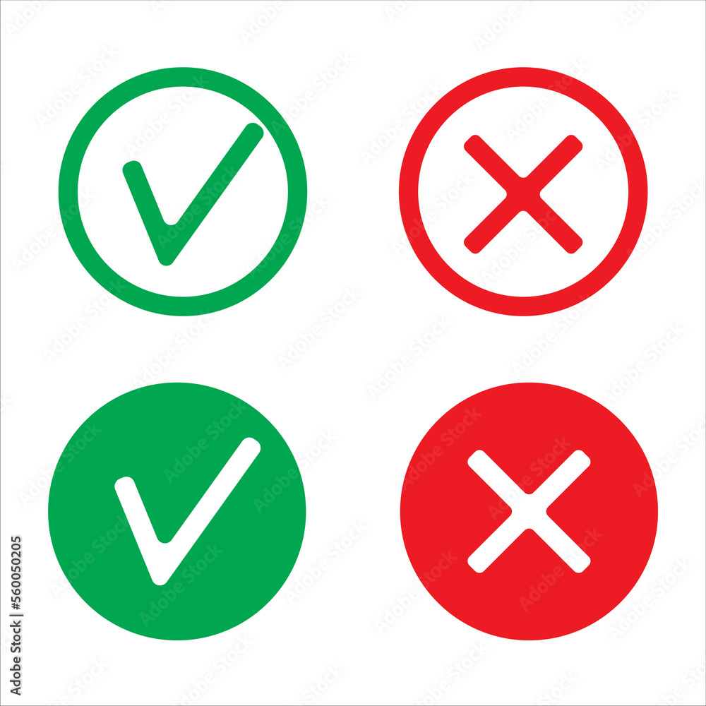 choice icons, checkmark and cross, vector, illustration, symbol choice icons, checkmark and cross, vector, illustration, symbol