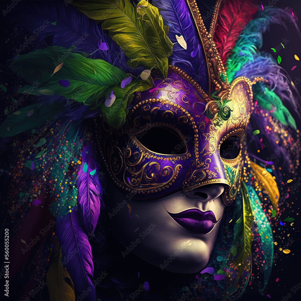 Beautiful Carnival masks, Carnevale, Generative AI