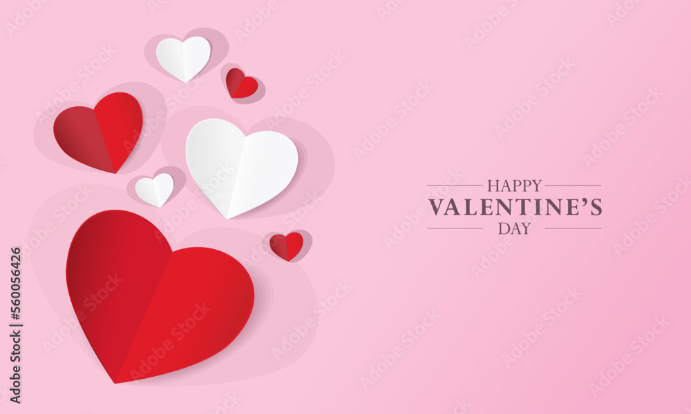 Vector illustration of paper heart and love symbol. Suitable for design element of Valentine's Day greeting, love background, and wedding invitation template.