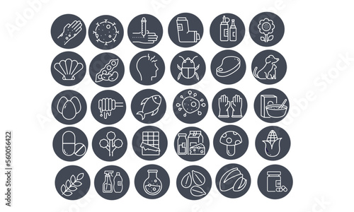 Allergy and Basic Allergens icons vector design pack