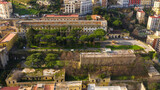 Aerial view of the Quartieri Spagnoli park located in Naples in Italy. These gardens are located in the historical center of the city.