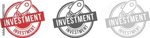 Investment Rocket Badge Stamps. For Design, Presentation, Website or Apps Elements, Logo. Vector Eps10.