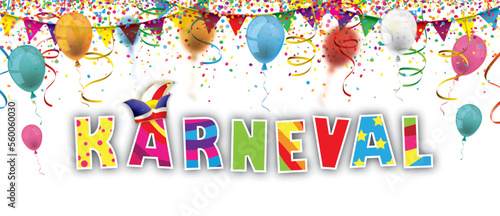 Karneval Banner mit Konfetti und Luftballons