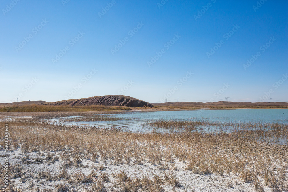 Lake Alakol autumn landscape. Kazakhstan