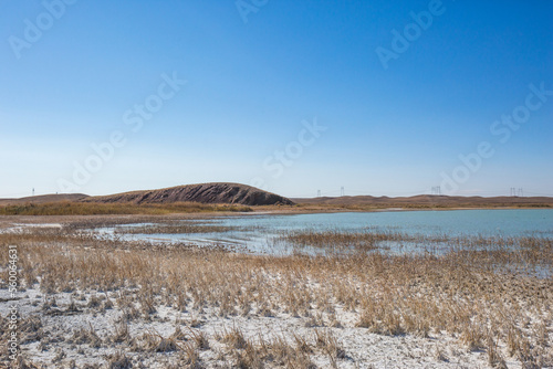 Lake Alakol autumn landscape. Kazakhstan