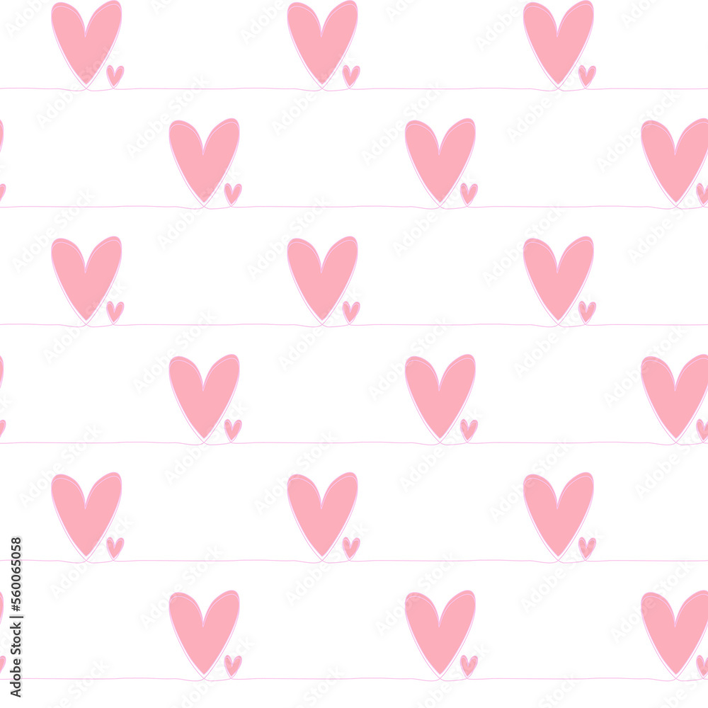 Vector seamless pattern with two pink hearts on white, valentine day concept. Vector seamless pattern with two pink hearts on white, valentine day concept.