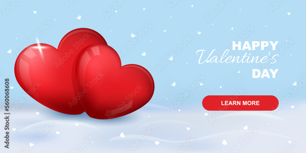 Valentine's day design. Holiday banner, web poster, flyer, stylish brochure, greeting card, cover. Vector illustration on snowy background. Valentine's day design. Holiday banner, web poster, flyer, stylish brochure, greeting card, cover. Vector illustration on snowy background.