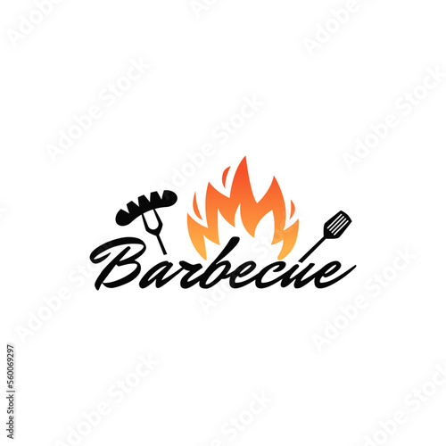 Logo template for barbecue restaurant. Vector EPS 10