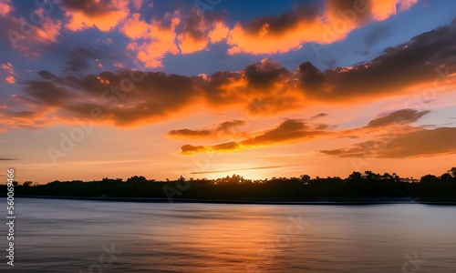 sunset over the river © BrandwayArt