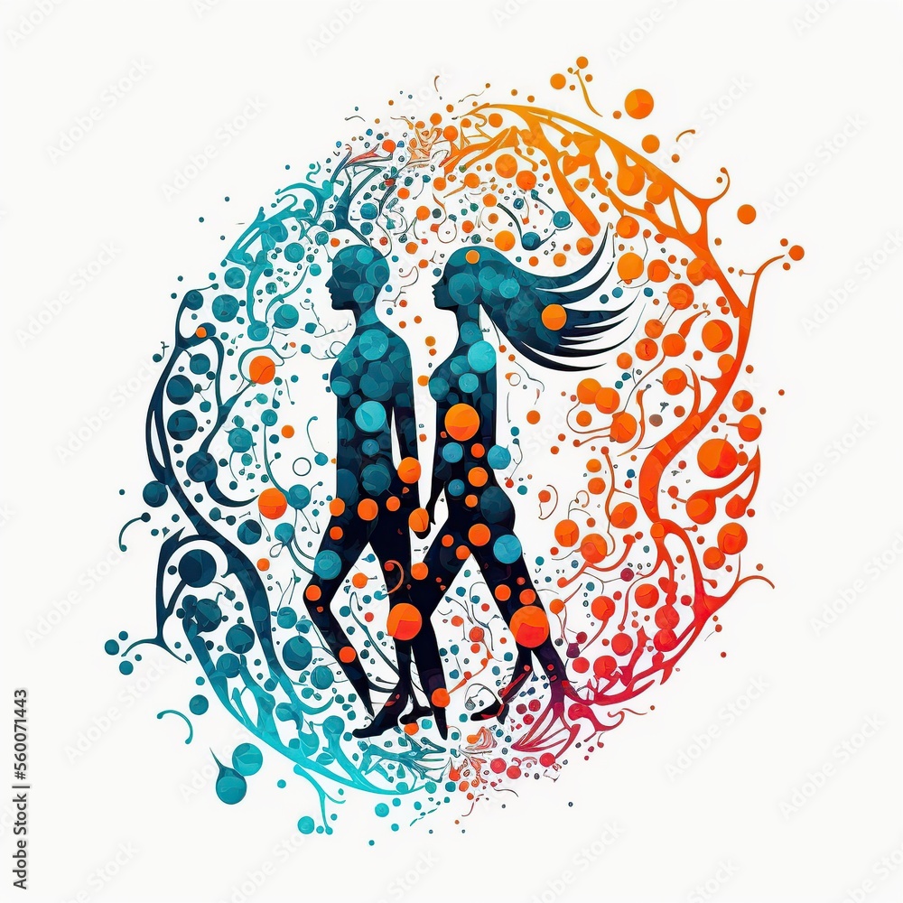 Obraz premium abstract illustration of a couple connecting with joy, AI generated image