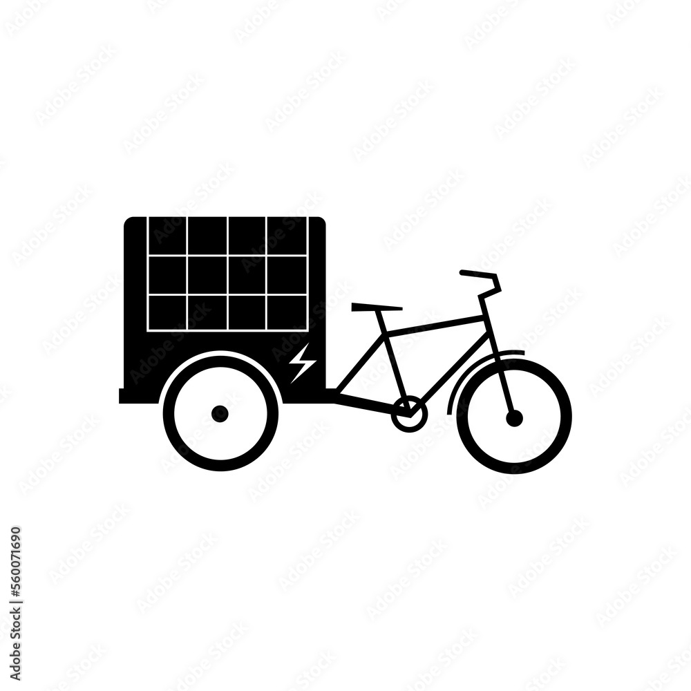 Delivery Cargo Bike silhouette icon. Electric cargo bicycle flat vector illustration Delivery Cargo Bike silhouette icon. Electric cargo bicycle flat vector illustration