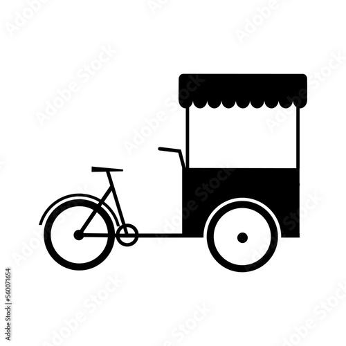 Street food cart. Cargo Bike silhouette icon flat vector illustration