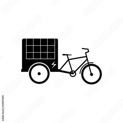 Delivery Cargo Bike silhouette icon. Electric cargo bicycle flat vector illustration