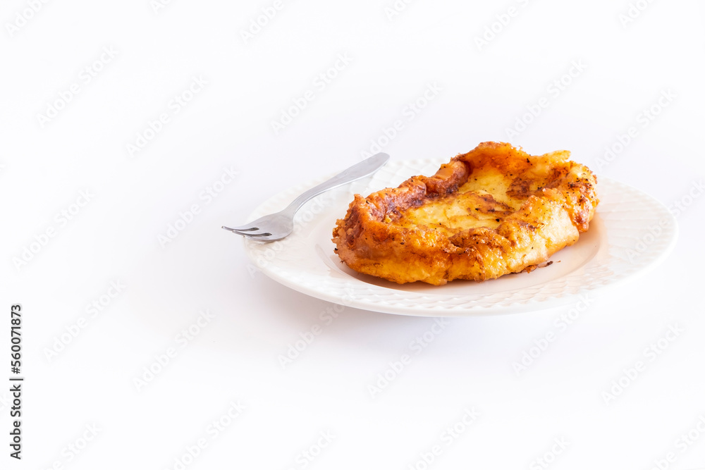 Fried French toast (Torrijas). Typical Spanish Easter sweet. Vertical photography and selective focus