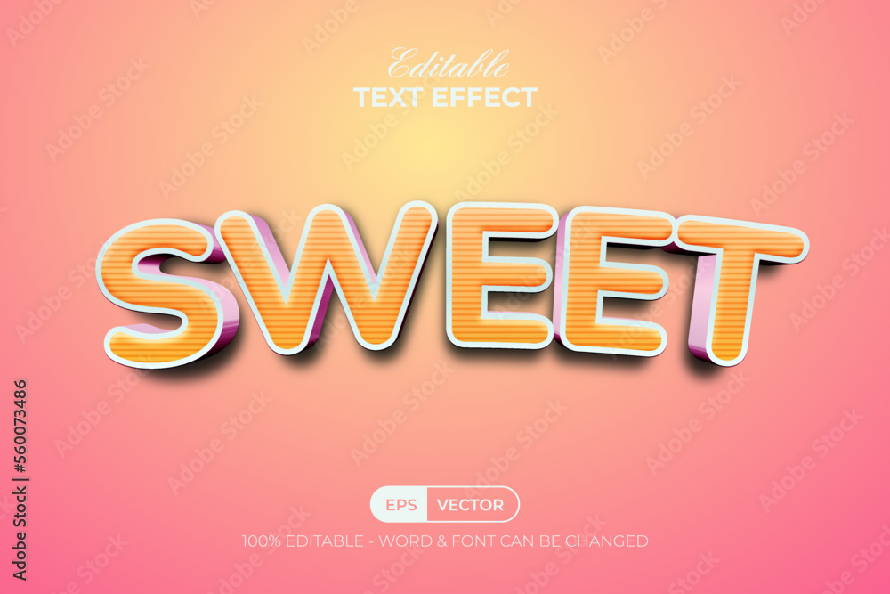 Sweet text effect orange style. Editable text effect. Sweet text effect orange style. Editable text effect.
