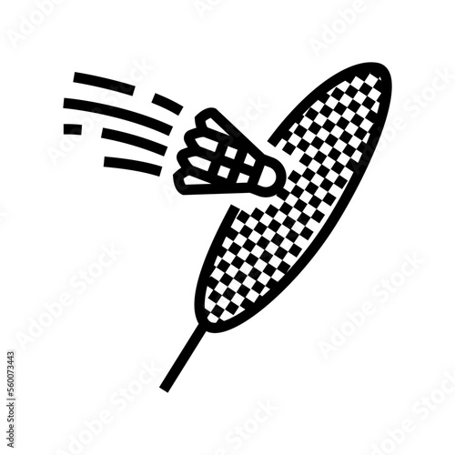 action shuttlecock racket line icon vector. action shuttlecock racket sign. isolated contour symbol black illustration