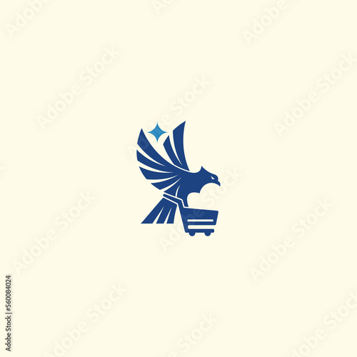eagle market logo vector clutching a shopping cart