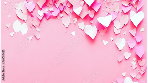 Obraz na płótnie pink background with balloons, Happy Valentine's card or banner, Generative AI w salonie