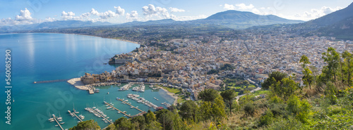 Full panoramic view of Castellammare del Golfo, province of Trapani in Sicily