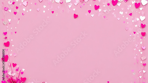Obraz na płótnie pink background with balloons, Happy Valentine's card or banner, Generative AI w salonie