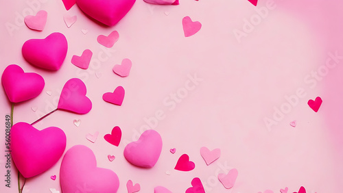 pink rose on wooden background,Valentine's day greeting card. Lovely Happy Valentine's day minimal concept. Generative AI