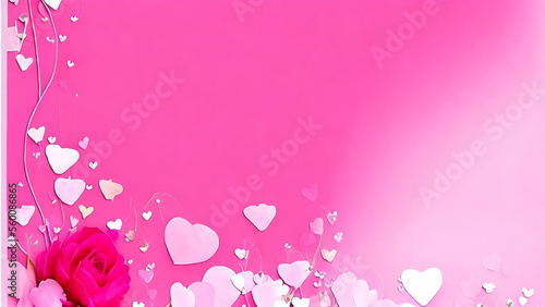 Obraz na płótnie pink background with balloons, Happy Valentine's card or banner, Generative AI w salonie