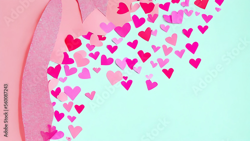 Obraz na płótnie hearts on blue background,Valentine's day greeting card. Lovely Happy Valentine's day minimal concept. Generative AI w salonie