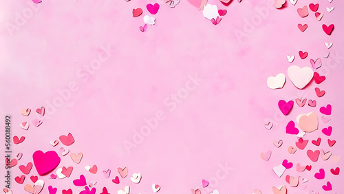 Obraz na płótnie man pink hearts on pink background,Valentine's day banner, Happy Valentine's day copy space,. Generative AI w salonie