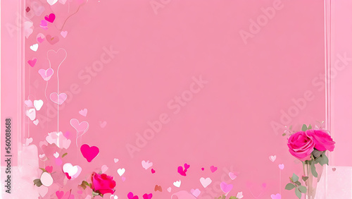 Obraz na płótnie pink rose on wooden background,Valentine's day greeting card. Lovely Happy Valentine's day minimal concept. Generative AI w salonie