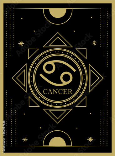 Cancer horoscope and zodiac constellation symbol Minimalist Vector tarot card for tarot reader	