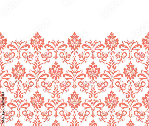 Wallpaper in the style of Baroque. Modern vector background. White and pink floral ornament. Graphic pattern for fabric, wallpaper, packaging. Ornate Damask flower ornament