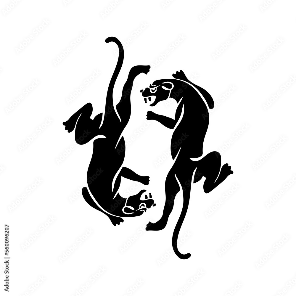 Fototapeta premium vector illustration of two black panthers
