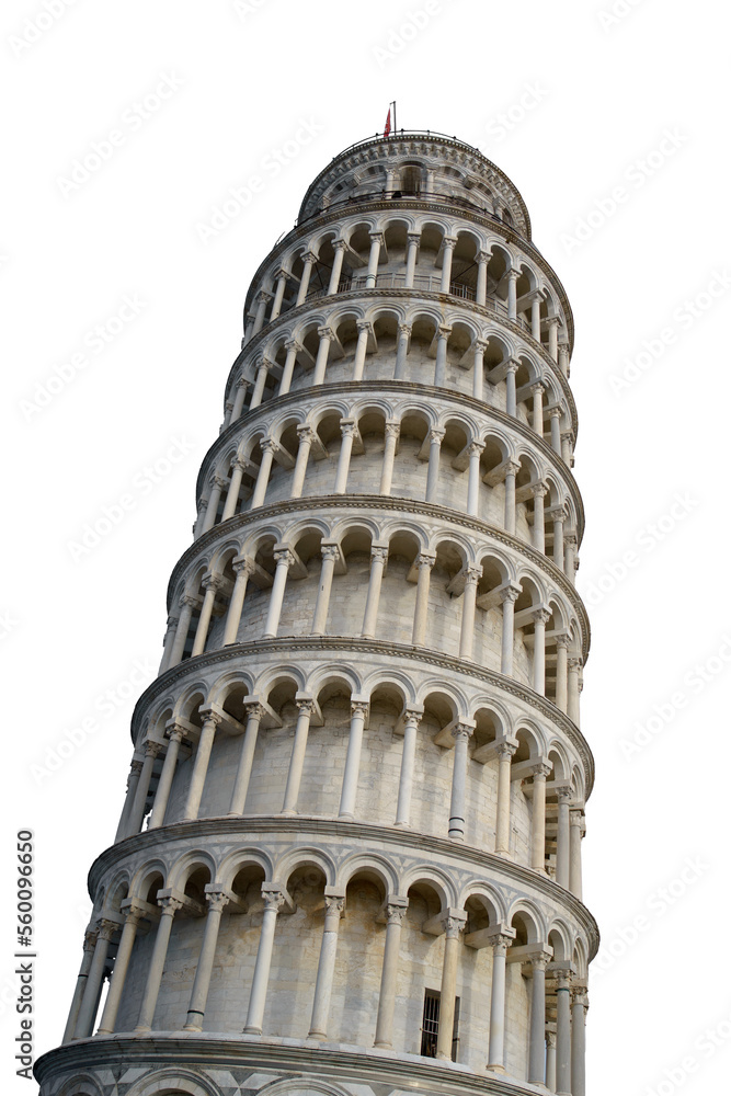 Torre di Pisa leaning tower isolated on white background-transparent (Italy)