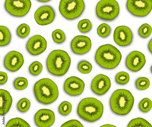 pattern with fresh kiwi in a cut. bright green, light green fruit poster. promotional poster for the store on a white transparent background.vector