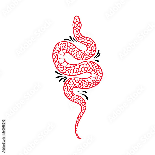vector illustration of a red snake