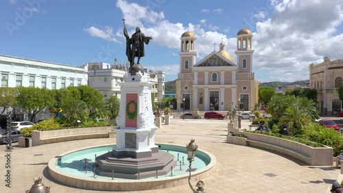 Aerial views of the Colon Plaza, Mayaguez, Puerto Rico.
