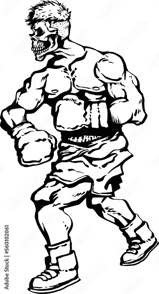 Skull boxer boxing sport character tattoo design unique logo match day fighter danger occupation athlete black and white Skull boxer boxing sport character tattoo design unique logo match day fighter danger occupation athlete black and white