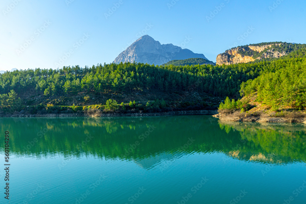 Scenic view of Doyran lake with reflection of mountains Scenic view of Doyran lake with reflection of mountains