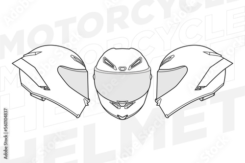 Template helmet full face line art helmet vector illustration line art vector helmet vector