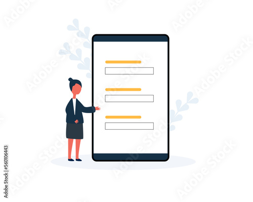business women fill out registration forms on the mobile
