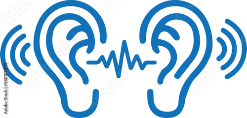 Fototapete Attentively ear listen icon, hearing icon blue vector