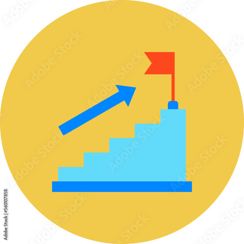 Goal Multicolor Circle Flat Icon
