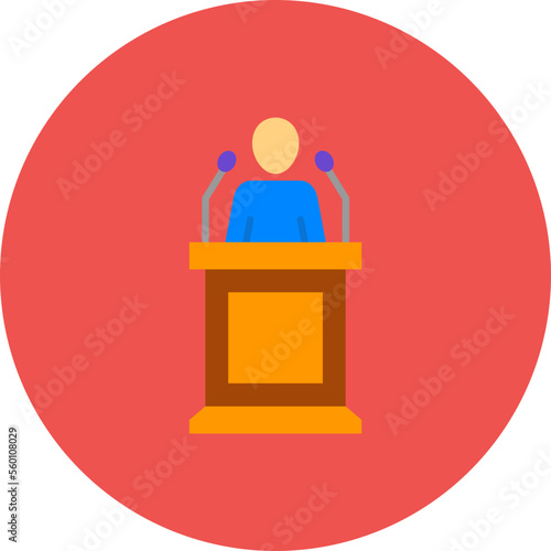 Speech Multicolor Circle Flat Icon